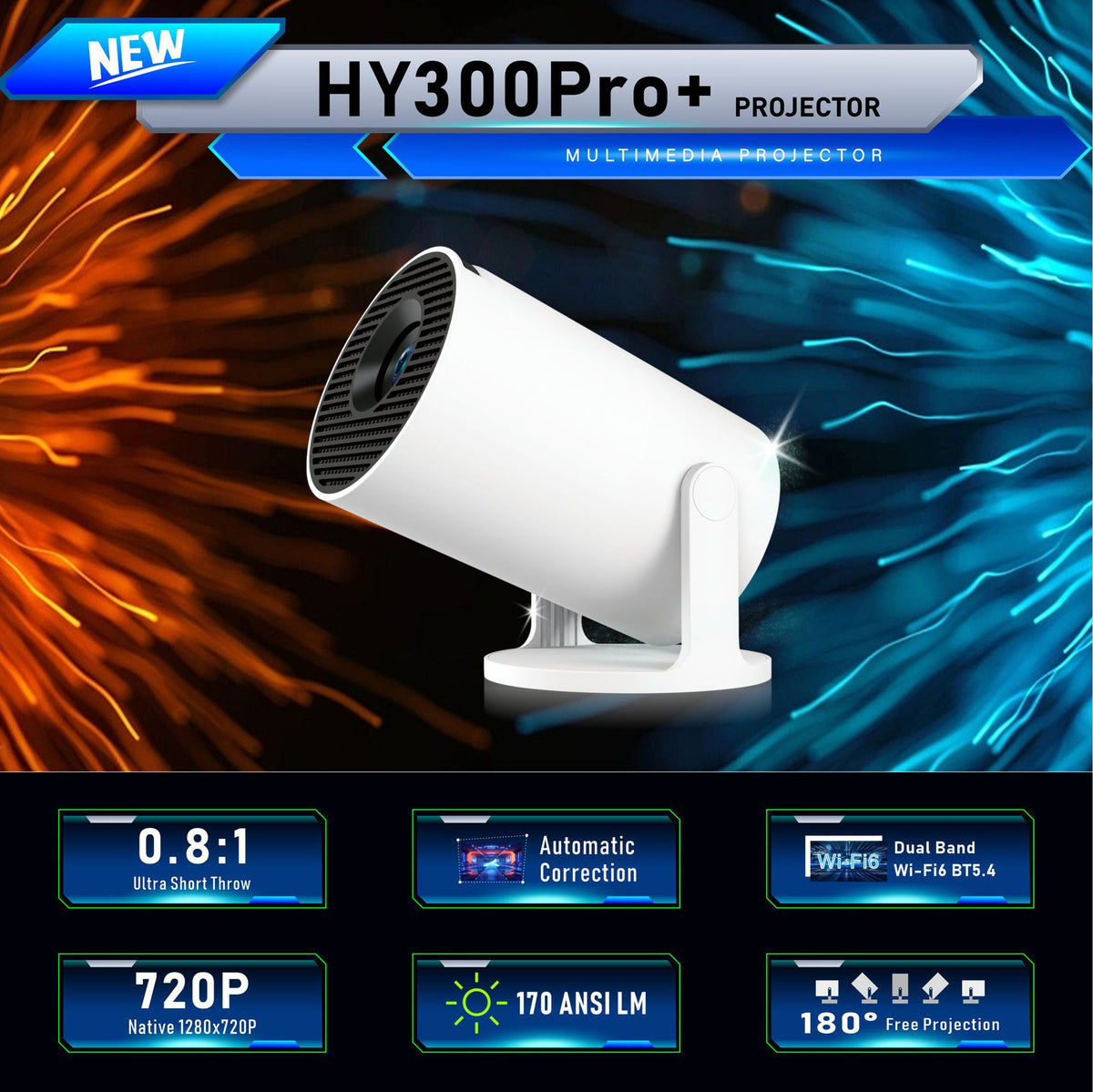 HY300 Smart Portable Projector – view 6