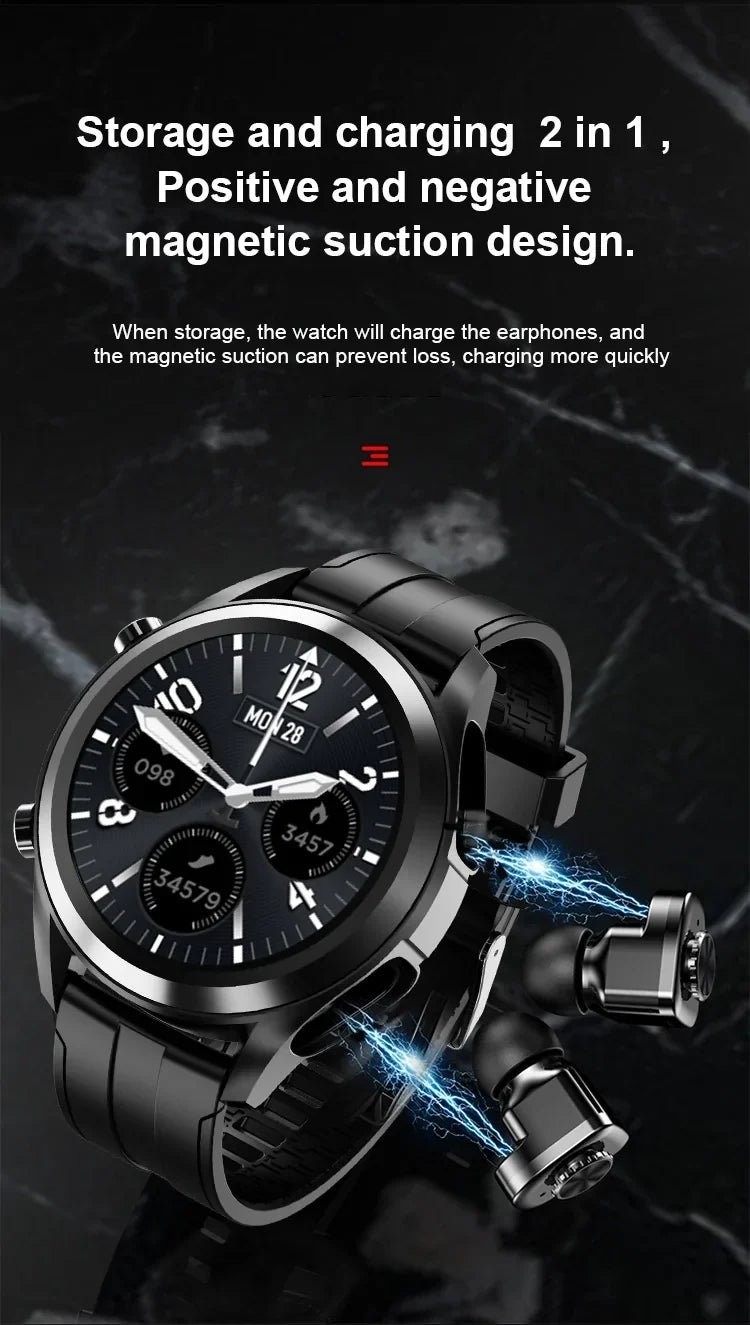 2-in-1 Smart Watch with Built-in Wireless Earbuds – view 4