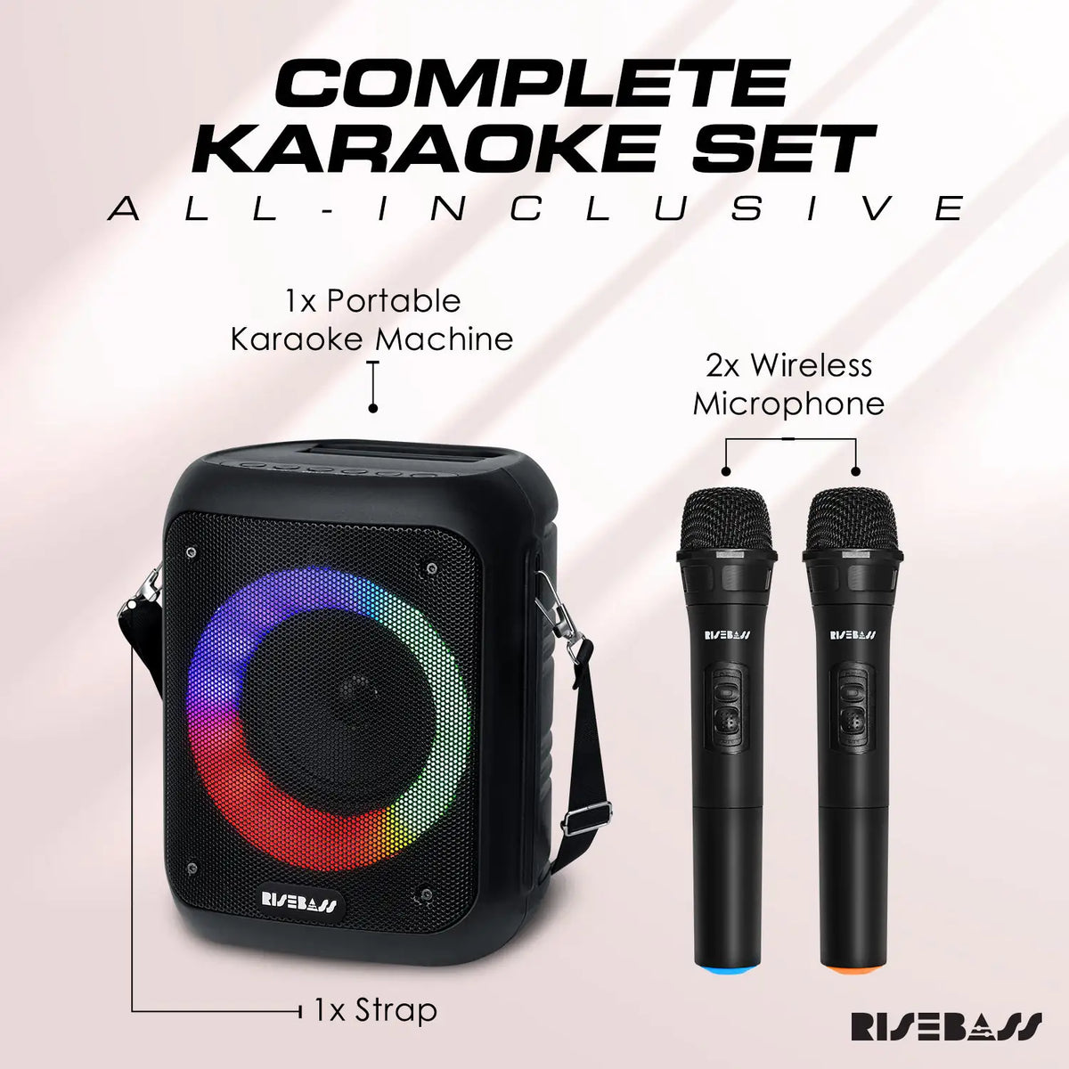 Portable Karaoke Machine with 2 Wireless Microphones – view 2